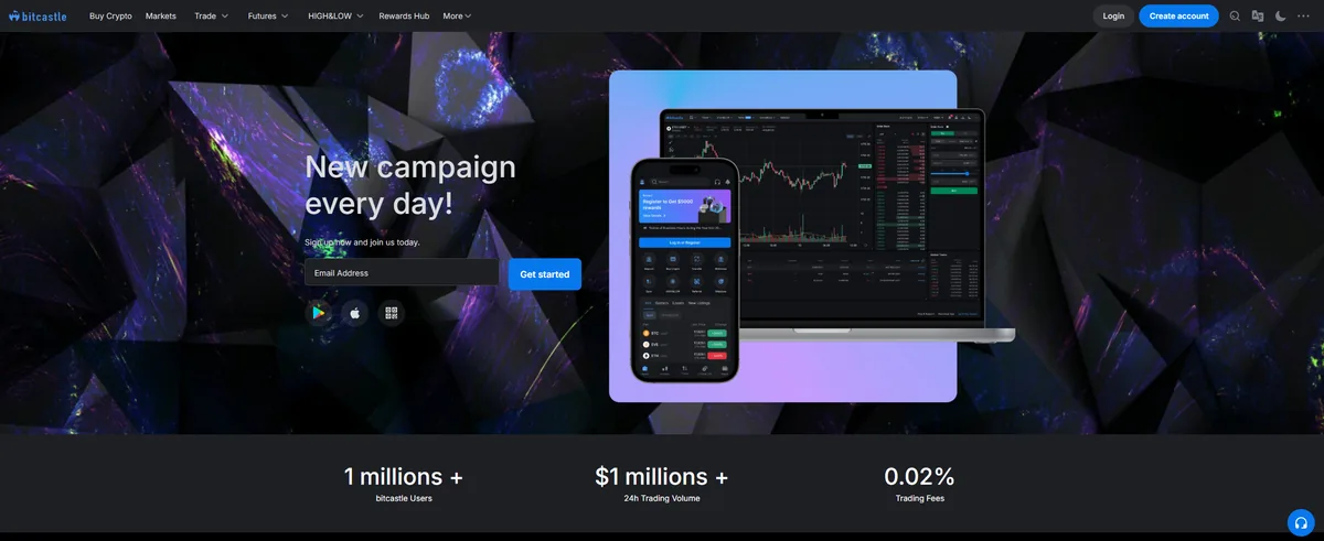bitcastleの公式サイトのスクリーンショット