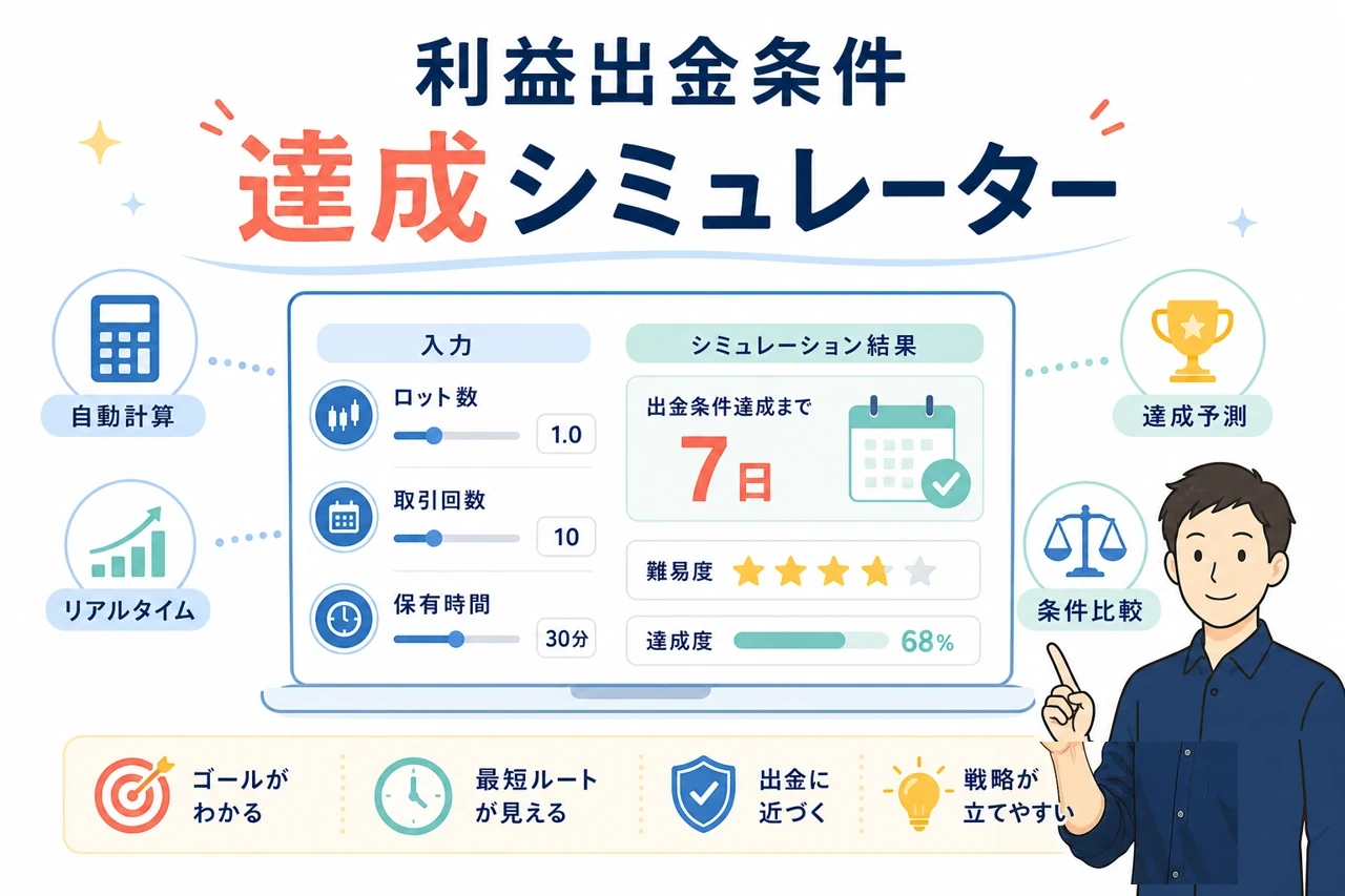 利益出金条件 達成シミュレーターの図解